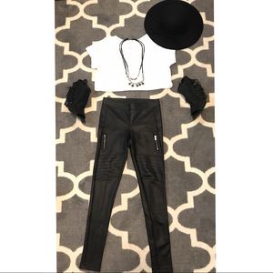 Faux leather moto leggings